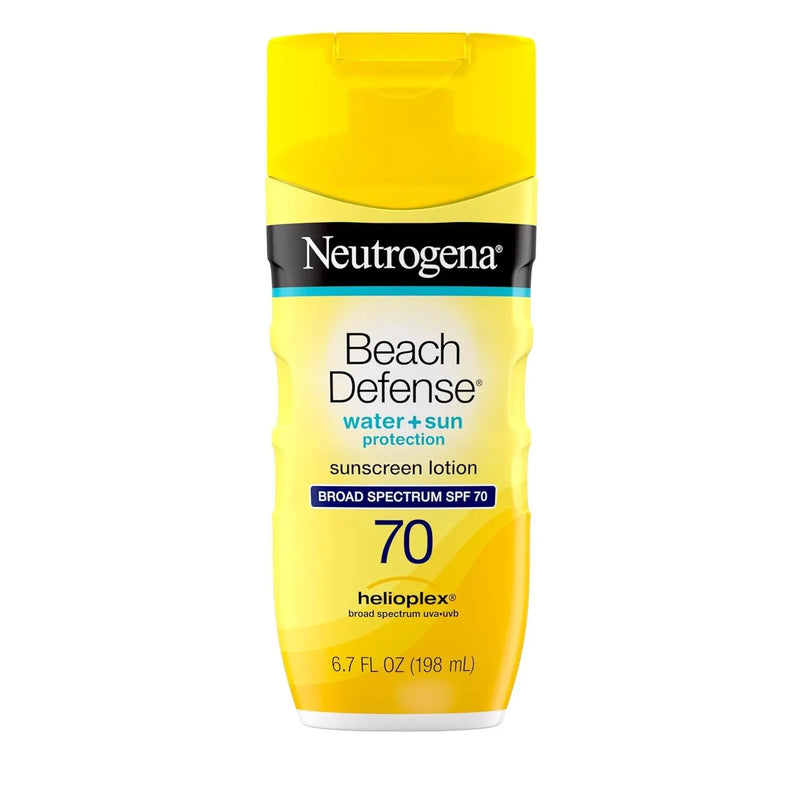 Beach Defense Face and Body Sunscreen Lotion with Broad Spectrum SPF 70, Offers UVA/UVB Protection, Water Resistant and Oil Free Sun Protection, Oxybenzone Free and Fast Drying, 6.5 OZ - Puck's