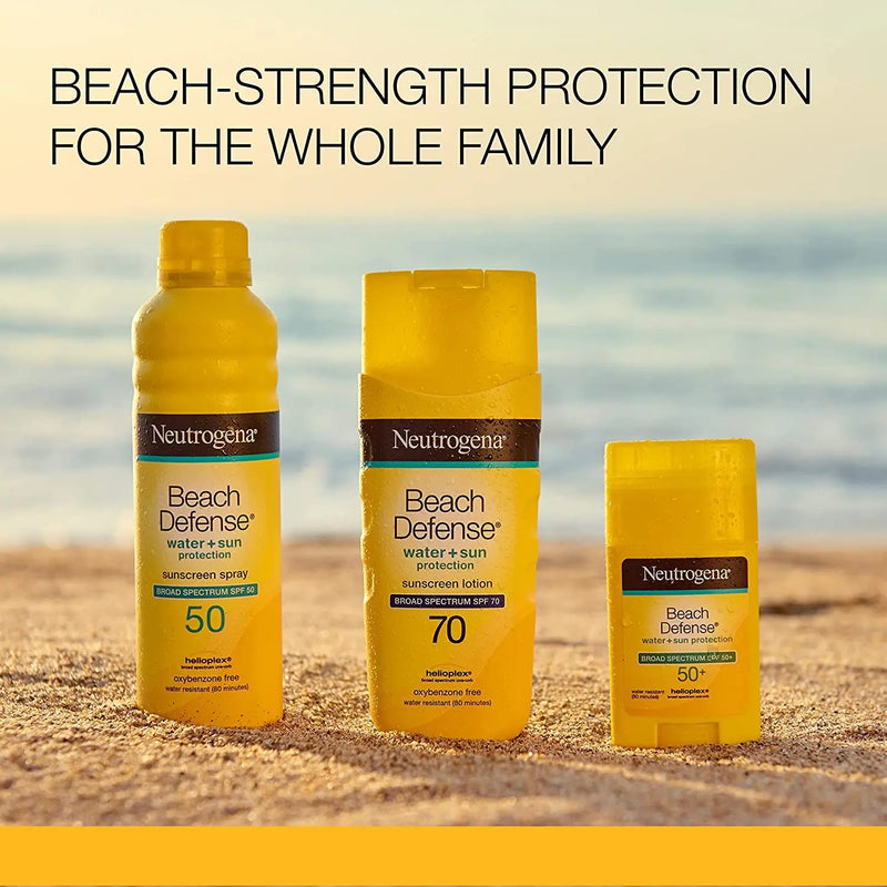 Beach Defense Face and Body Sunscreen Lotion with Broad Spectrum SPF 70, Offers UVA/UVB Protection, Water Resistant and Oil Free Sun Protection, Oxybenzone Free and Fast Drying, 6.5 OZ - Puck's