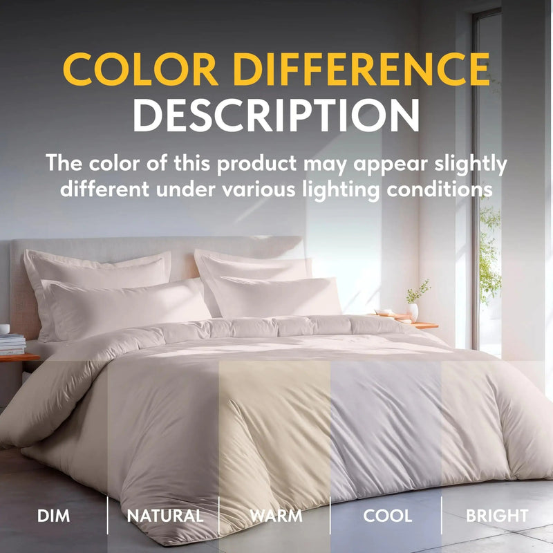 Beige Duvet Cover Queen Size Microfiber Set of 1 Down Comforter Cover 2 Pillows - Puck's