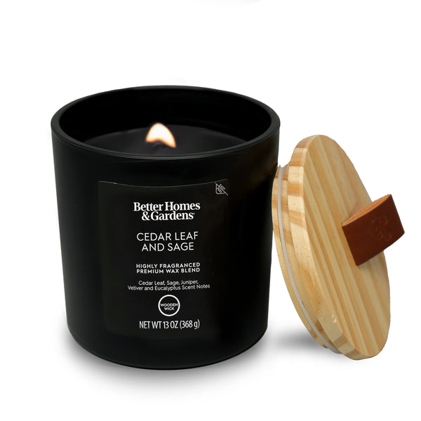 13Oz Cedar Leaf and Sage Scented Wooden Wick Jar Candle - Puck's