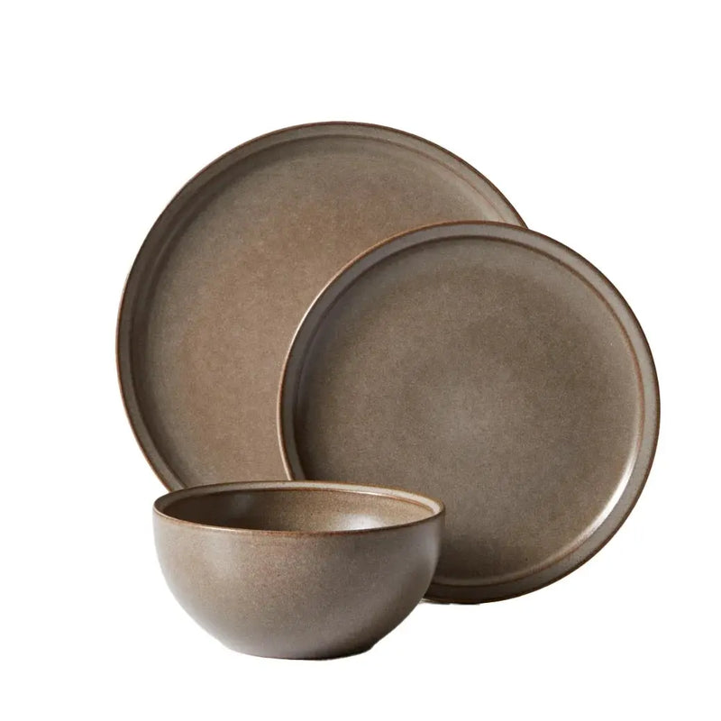 Better Homes and Gardens Banks Brown 12-Piece Stoneware Dinnerware Set - Puck's