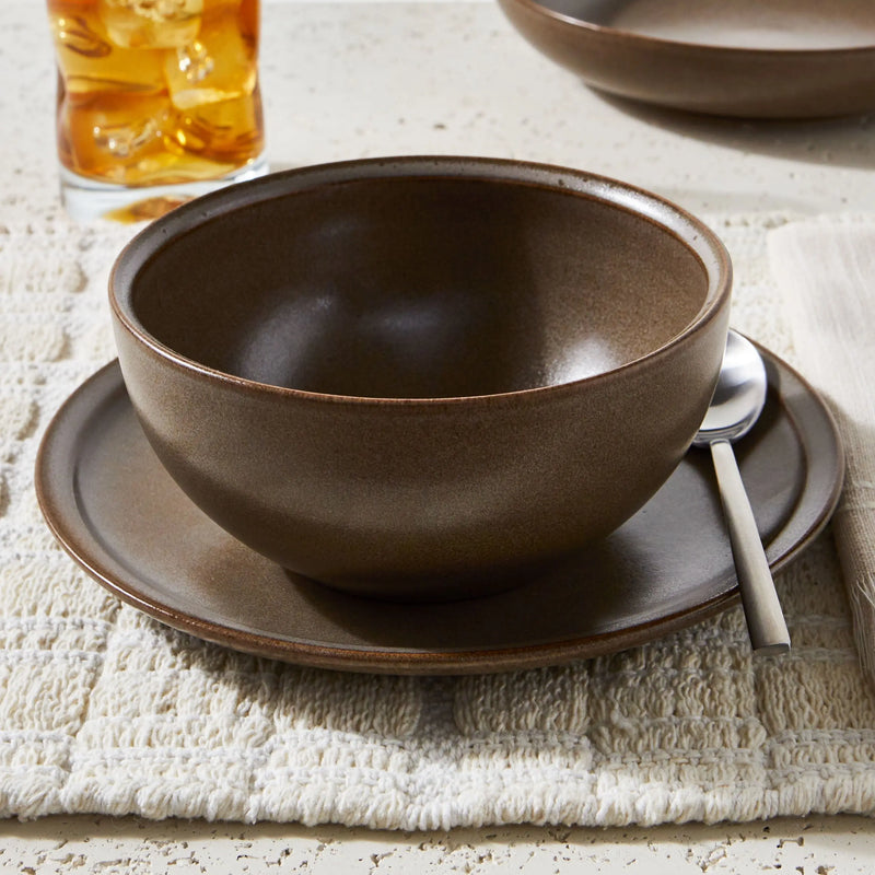 Better Homes and Gardens Banks Brown 12-Piece Stoneware Dinnerware Set - Puck's
