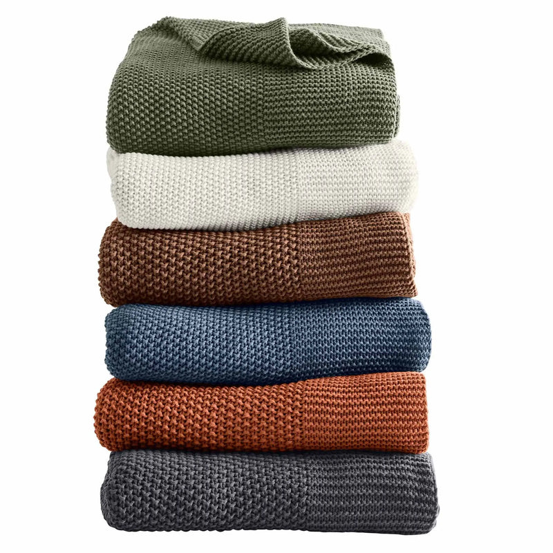 Better Homes and Gardens, Chunky Knit Deep Green Throw, Cotton-Blend, 50"X60", 2.3 LB, All Ages - Puck's