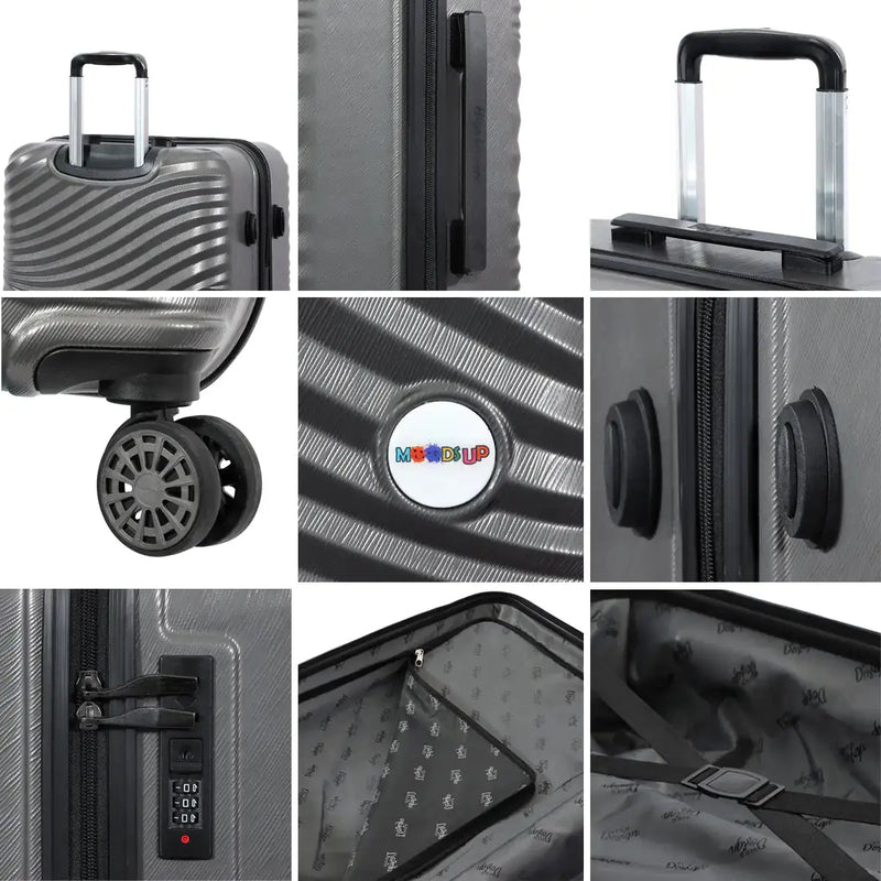 Biggdesign Moods Up Hard Luggage Sets With Spinner Wheels, Antracite, 3 Pcs. - Puck's