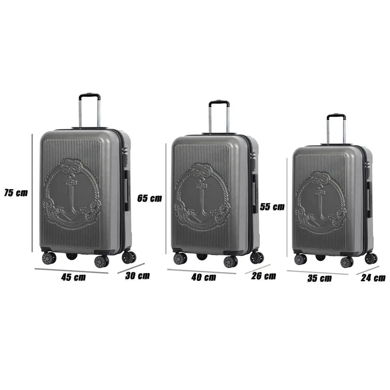 Biggdesign Ocean Hardshell Spinner Luggage Set, Gray, 3 Pcs - Puck's
