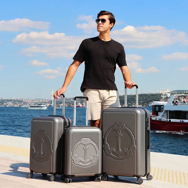 Biggdesign Ocean Hardshell Spinner Luggage Set, Gray, 3 Pcs - Puck's