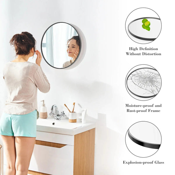 Black Circular Wall Mirror - Puck's