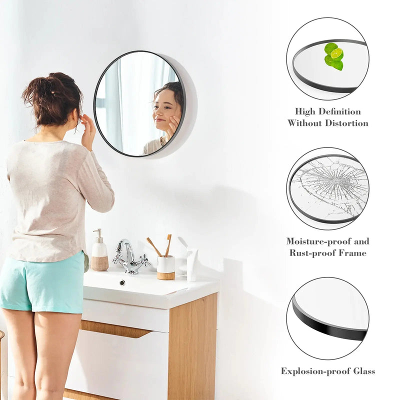 Black Circular Wall Mirror - Puck's