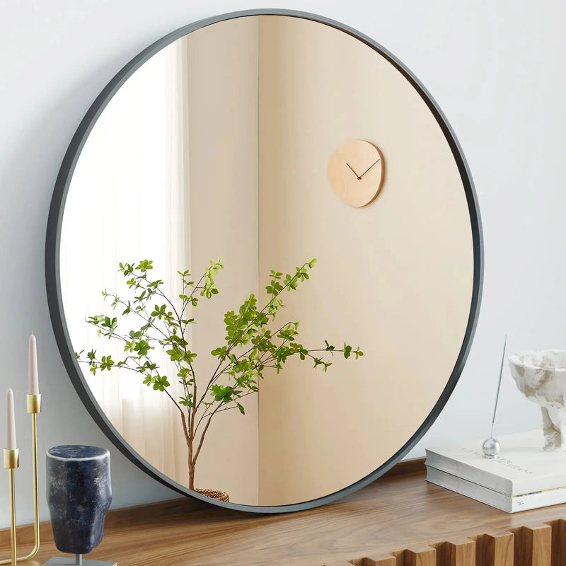 Black Circular Wall Mirror - Puck's