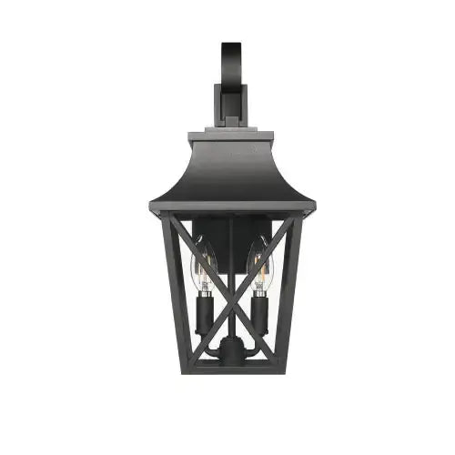 Black Outdoor Wall Light 2 Lights, Large Outdoor Modern Wall Light Fixtures, Industrial Porch Light Wall Mounted With Glass, Waterproof Farmhouse Exterior Light Lighting - Puck's