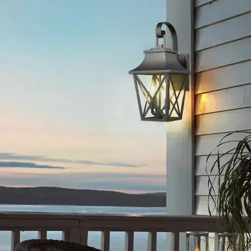 Black Outdoor Wall Light 2 Lights, Large Outdoor Modern Wall Light Fixtures, Industrial Porch Light Wall Mounted With Glass, Waterproof Farmhouse Exterior Light Lighting - Puck's