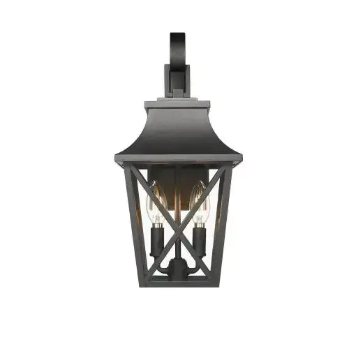 Black Outdoor Wall Light 2 Lights, Large Outdoor Modern Wall Light Fixtures, Industrial Porch Light Wall Mounted With Glass, Waterproof Farmhouse Exterior Light Lighting - Puck's