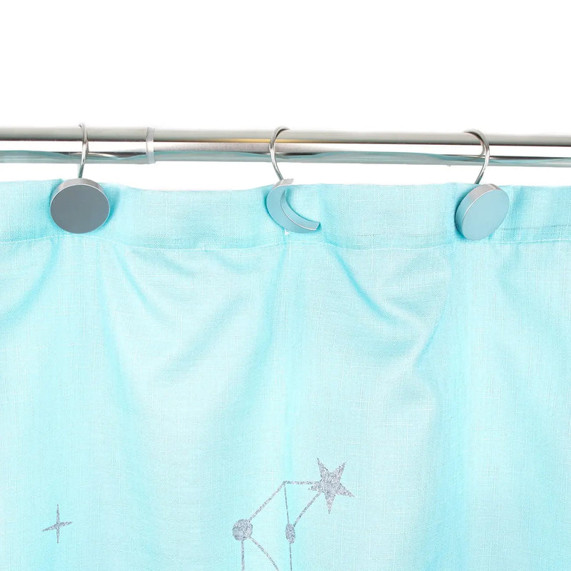 Blue Celestial Tie Dye Shower Curtain and Hooks Set, Microfiber - Puck's