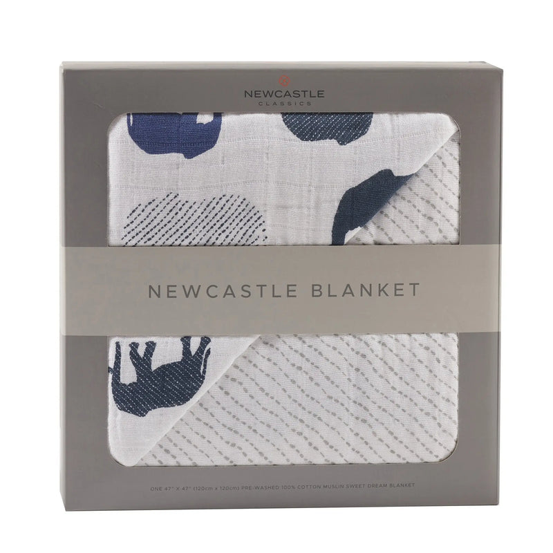 Blue Elephants and Spotted Wave Newcastle Blanket - Puck's
