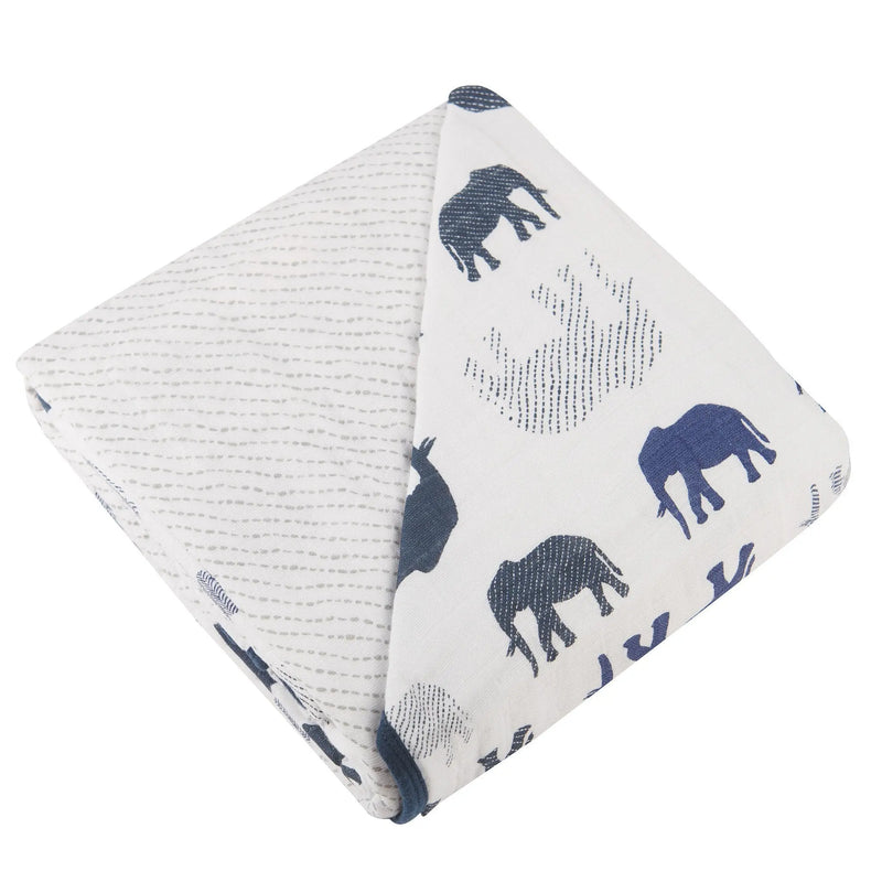 Blue Elephants and Spotted Wave Newcastle Blanket - Puck's
