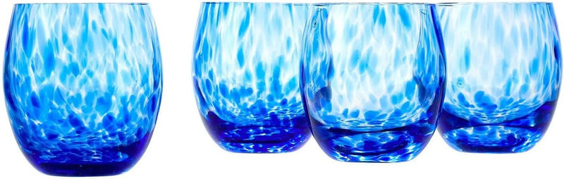 Blue Rose Polish Pottery Cobalt Confetti Juice Glass Set - Puck's