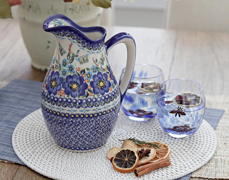 Blue Rose Polish Pottery Cobalt Confetti Juice Glass Set - Puck's