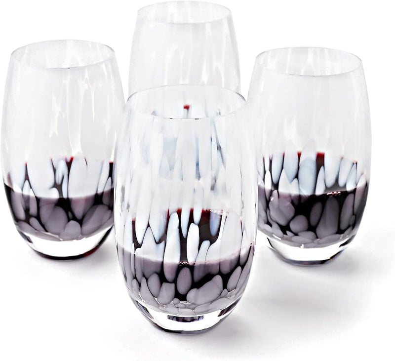 Blue Rose Polish Pottery Opal Confetti Water Glass Set - Puck's