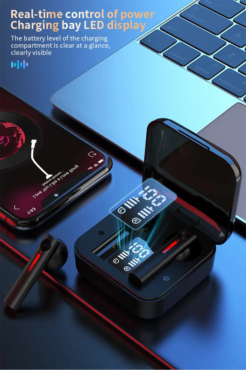 Bluetooth Earphones LED Wireless TWS with Microphone - Puck's