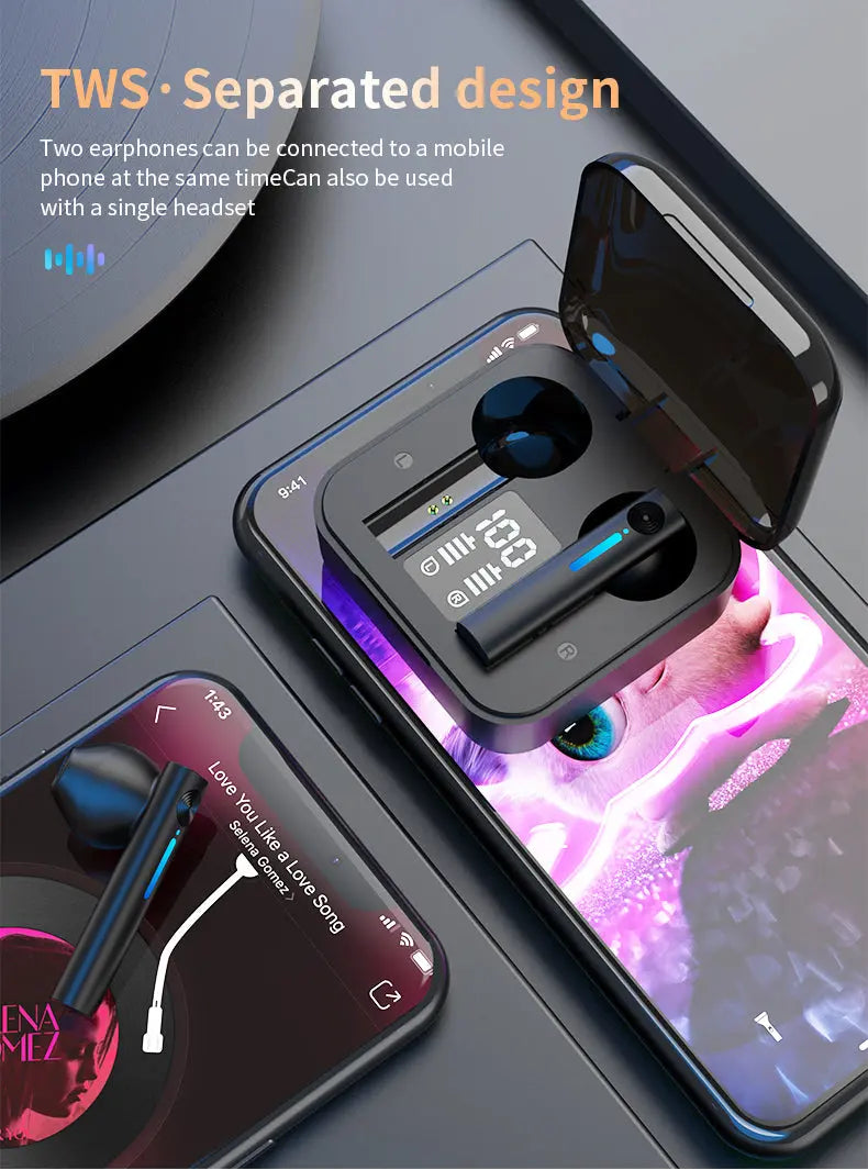 Bluetooth Earphones LED Wireless TWS with Microphone - Puck's