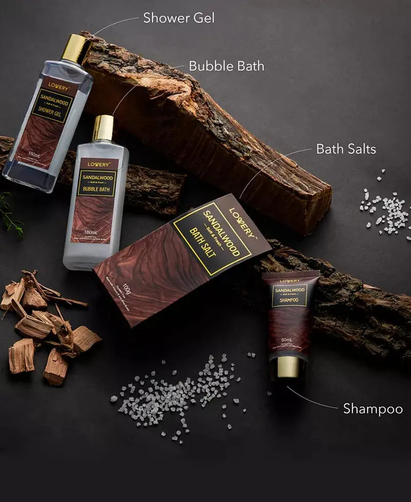 Body Care Gift Set, Sandalwood Bath Gift Set, Grooming Self Care Kit, 14 Piece - Puck's