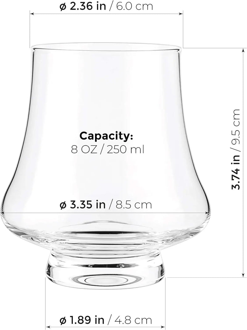 - Bourbon Whisky Crystal Glass Snifter, Set of 4 - Wide Tasting Glasses - Handcrafted - Good for Cognac Brandy Scotch - 9-Ounce/260Ml - Puck's