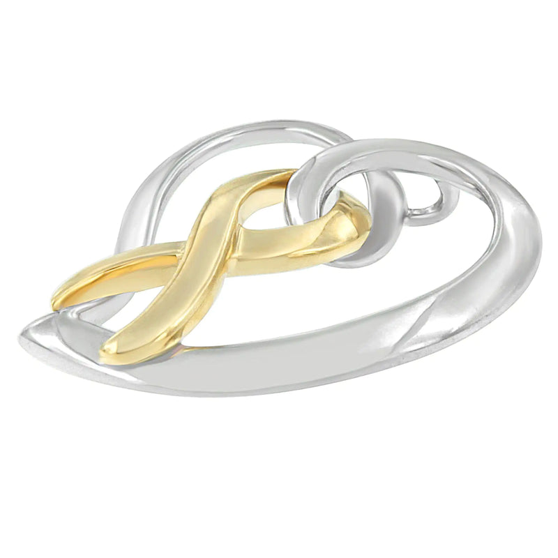 14K Gouden en Zilveren Hart Strik Hanger Halsketting - Puck's