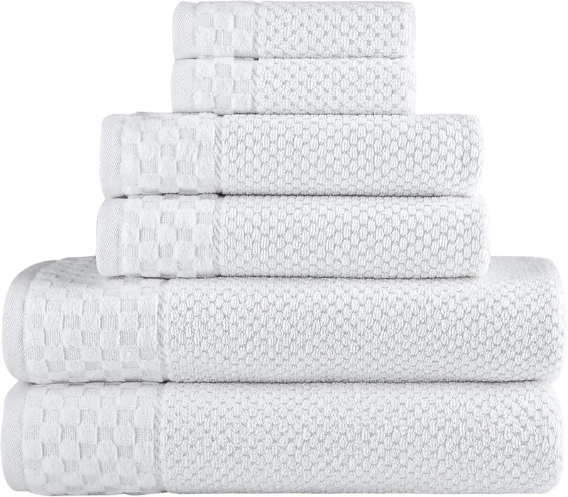 CTT - Luxury 6 Piece Towel Set, 100% Turkish Cotton, Quick Drying, Highly Absorbent & Comfy, Includes 2 Bath Towels, 2 Hand Towels & 2 Washcloths | (White) - Puck's