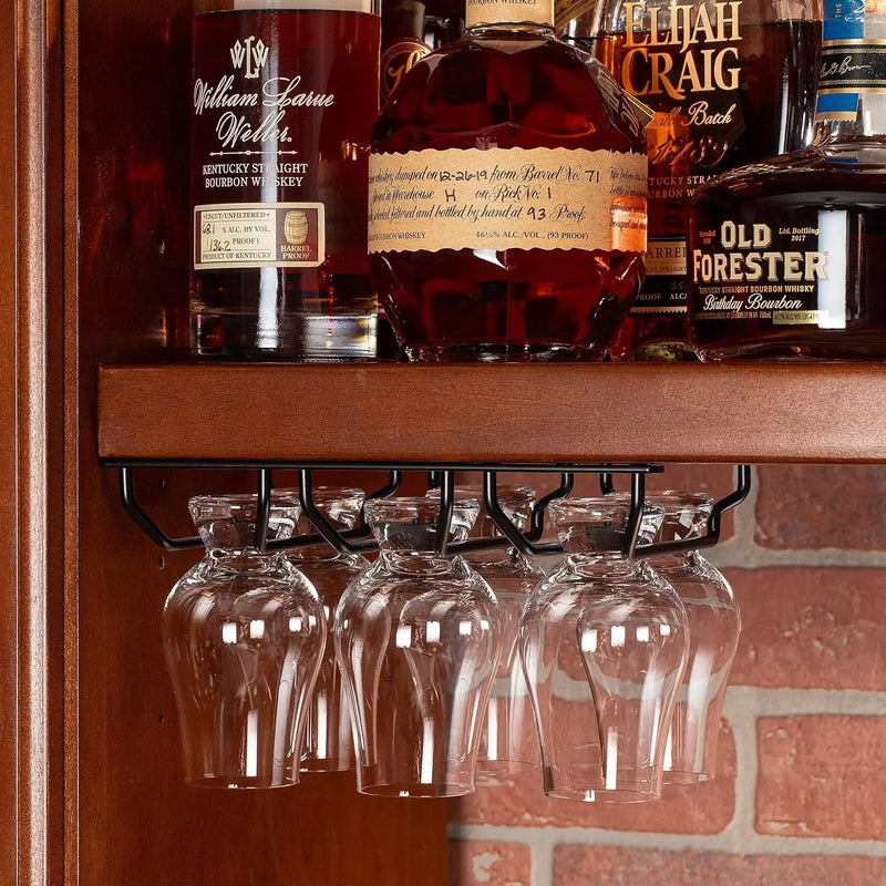 Cairncradle Whiskey Glass Rack - under Cabinet Whisky Tasting Glasses Holder Storage Hanger Metal Organizer for Bar Kitchen (3 across X 2 Deep, Matte Black) - Puck's