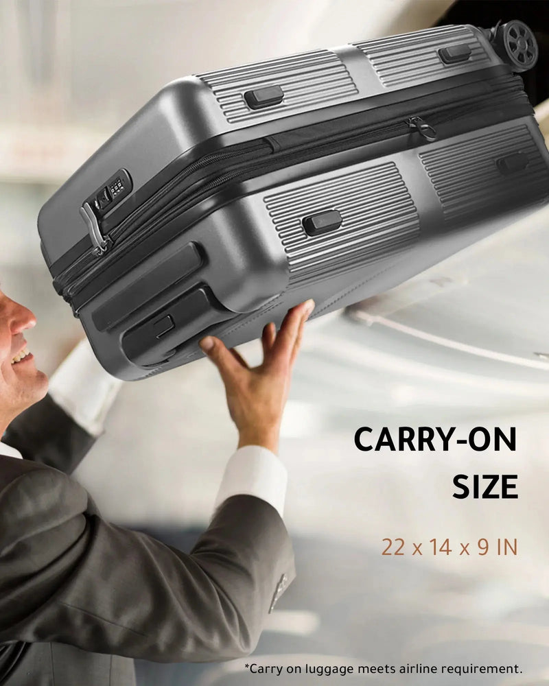 Carry on Luggage 22X14X9 Airline Approved, PC Hardshell Expandable Luggage with Bigger Wheels - Puck's
