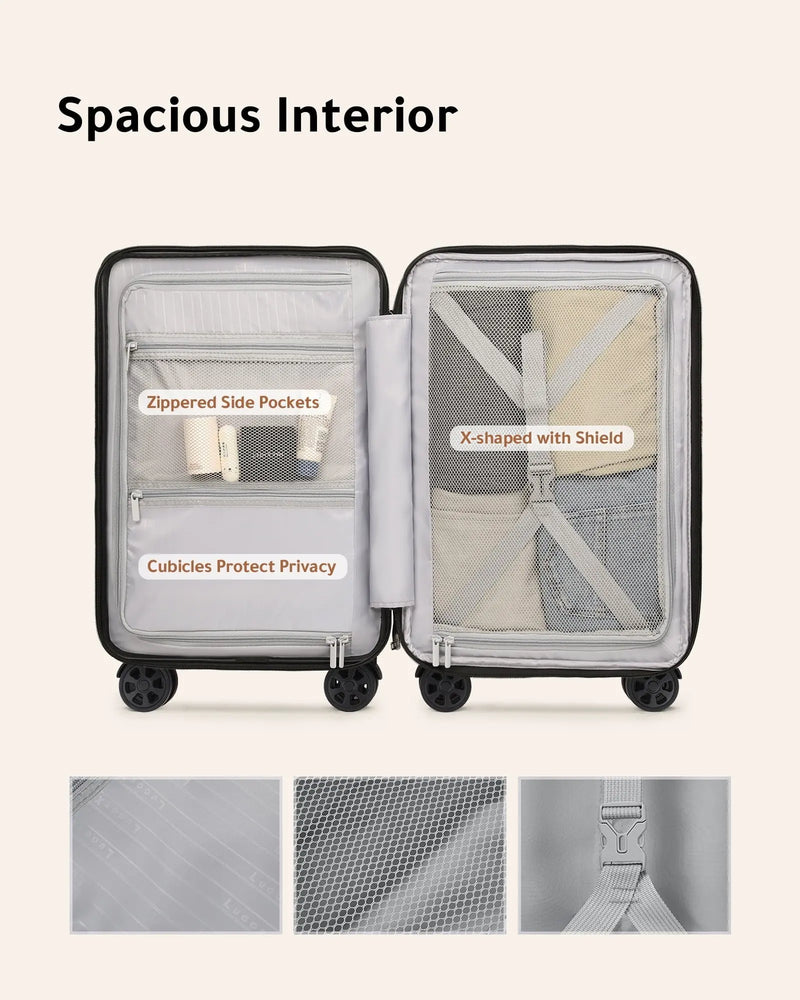 Carry on Luggage 22X14X9 Airline Approved, PC Hardshell Expandable Luggage with Bigger Wheels - Puck's