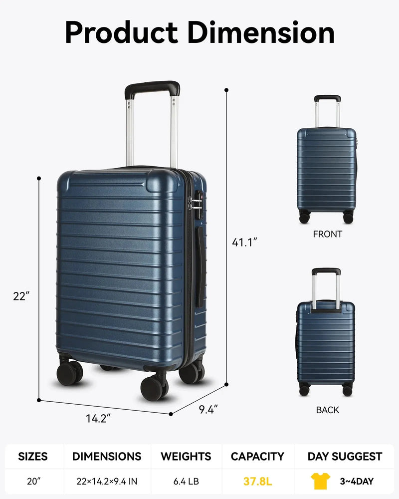 Carry on Luggage for Airplane 20-Inch - Hardside Luggage Lightweight for Adult Teen - Puck's