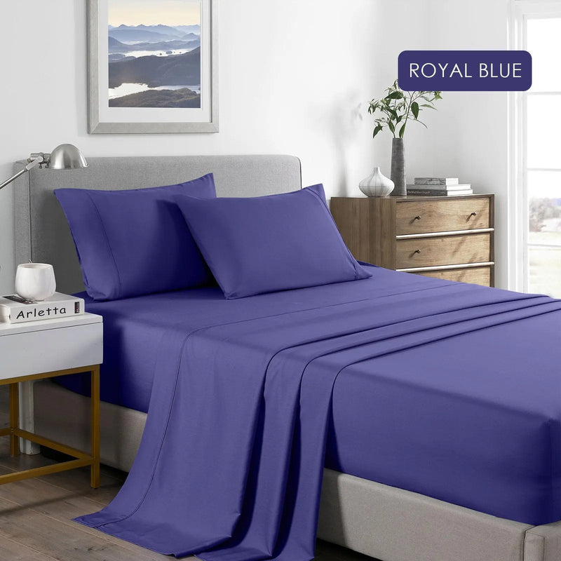 Casa Decor 2000 Tc Bamboo Cooling Sheet Set Soft Bedding Royal Blue - Puck's