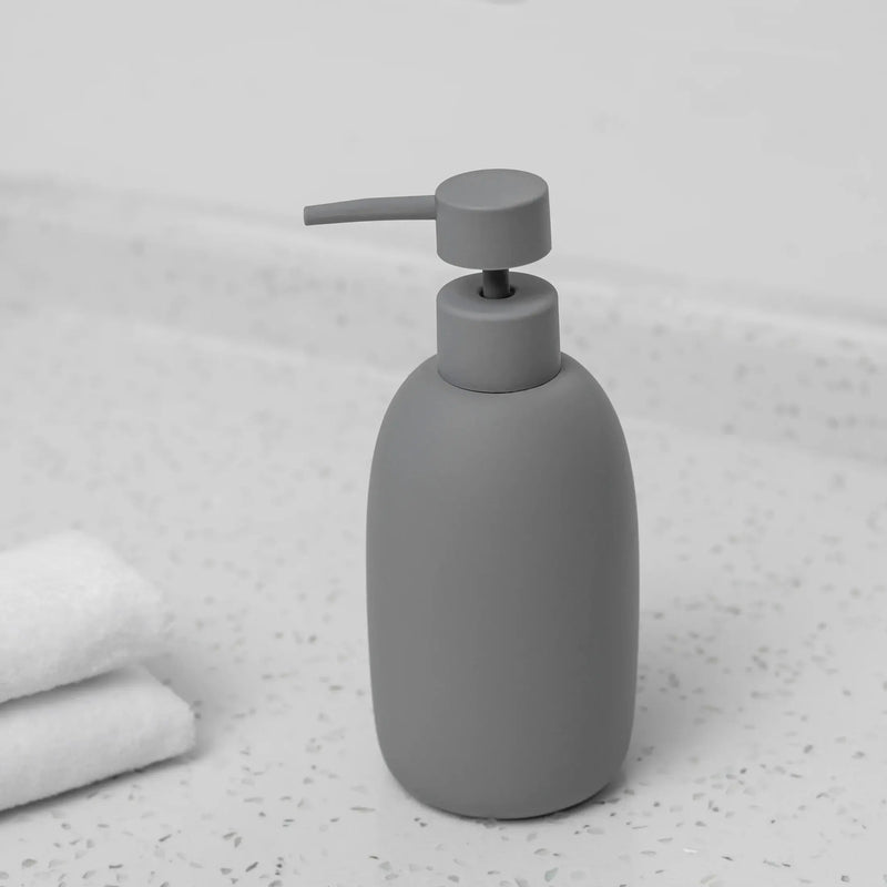 Ceramic Stoneware Bath Accessories 3-Piece Set, Grey - Puck's