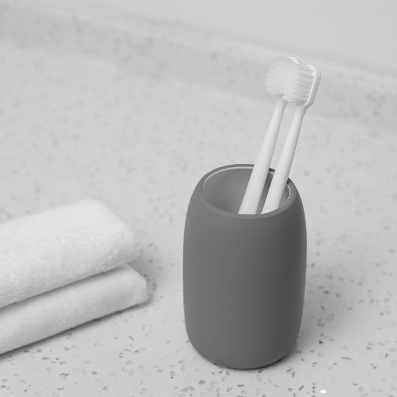 Ceramic Stoneware Bath Accessories 3-Piece Set, Grey - Puck's