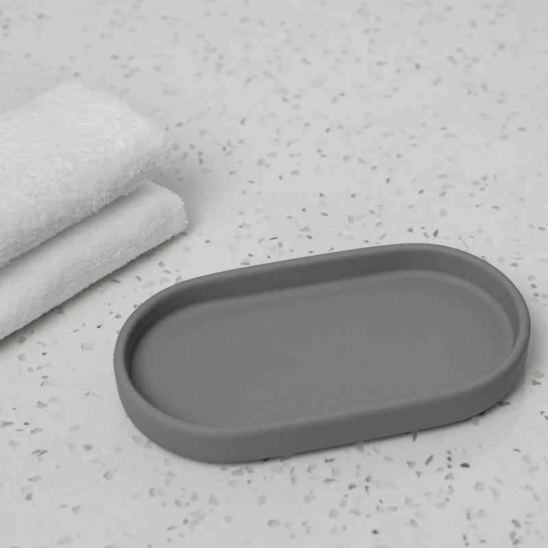 Ceramic Stoneware Bath Accessories 3-Piece Set, Grey - Puck's