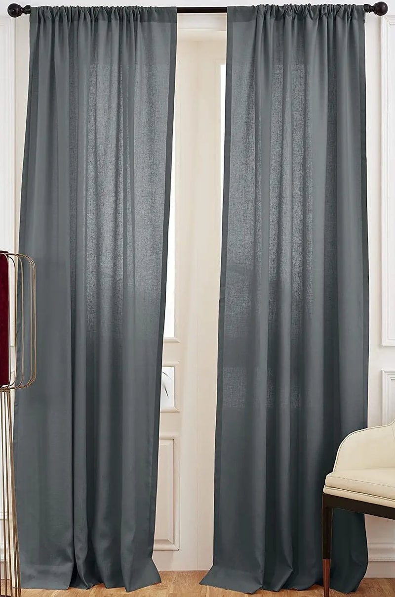 Charcoal Grey - 100% Pure Linen Curtains | Cotton Linen Mix | Two - Puck's