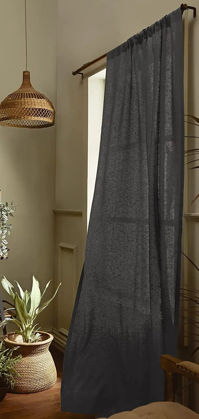 Charcoal Grey - 100% Pure Linen Curtains | Cotton Linen Mix | Two - Puck's