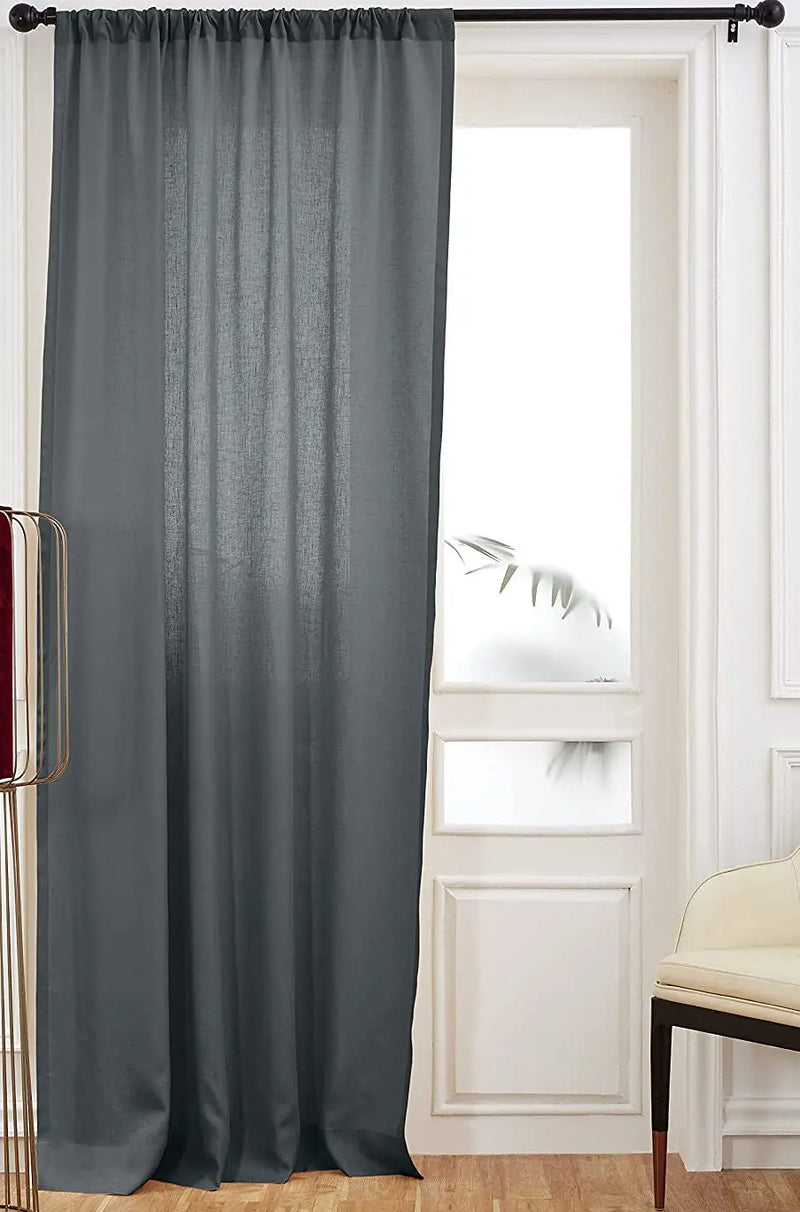 Charcoal Grey - 100% Pure Linen Curtains | Cotton Linen Mix | Two - Puck's