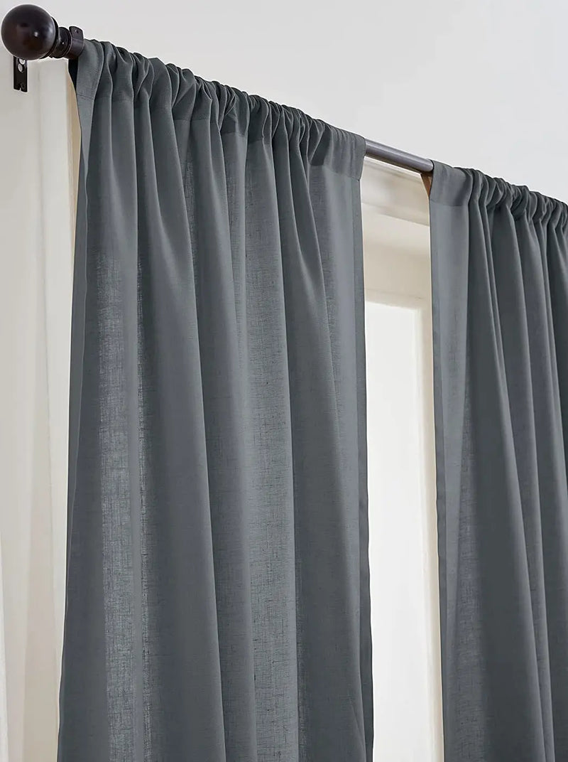 Charcoal Grey - 100% Pure Linen Curtains | Cotton Linen Mix | Two - Puck's