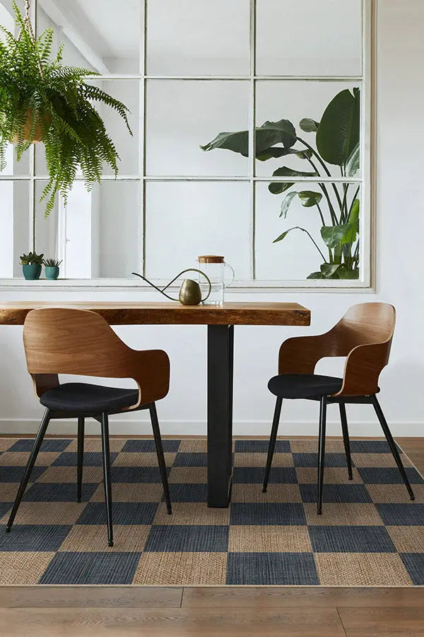 Checkerboard Soft Navy Re-Jute Rug - Puck's
