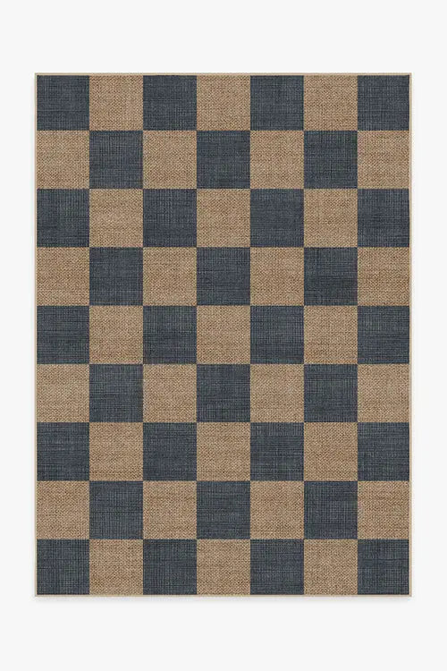 Checkerboard Soft Navy Re-Jute Rug - Puck's