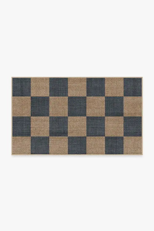 Checkerboard Soft Navy Re-Jute Rug - Puck's