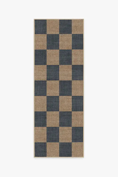 Checkerboard Soft Navy Re-Jute Rug - Puck's