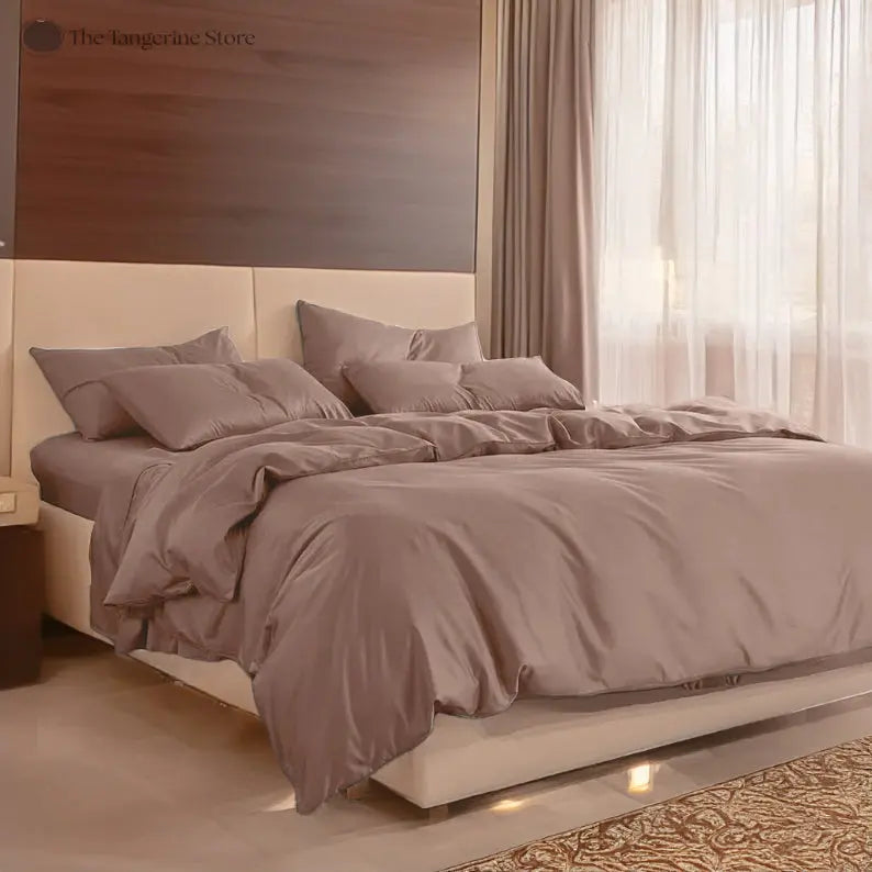 Clay - Cotton Sateen 3 Piece Duvet Cover Set | 4 Piece Sheet Set | - Puck's