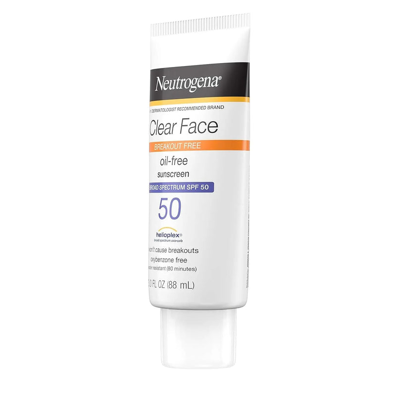 Clear Face Liquid Lotion Sunscreen for Acne-Prone Skin, Broad Spectrum SPF 50 UVA/UVB Protection, Oil-, Fragrance- & Oxybenzone-Free Facial Sunscreen, Non-Comedogenic, 3 Fl. Oz (Pack of 3) - Puck's