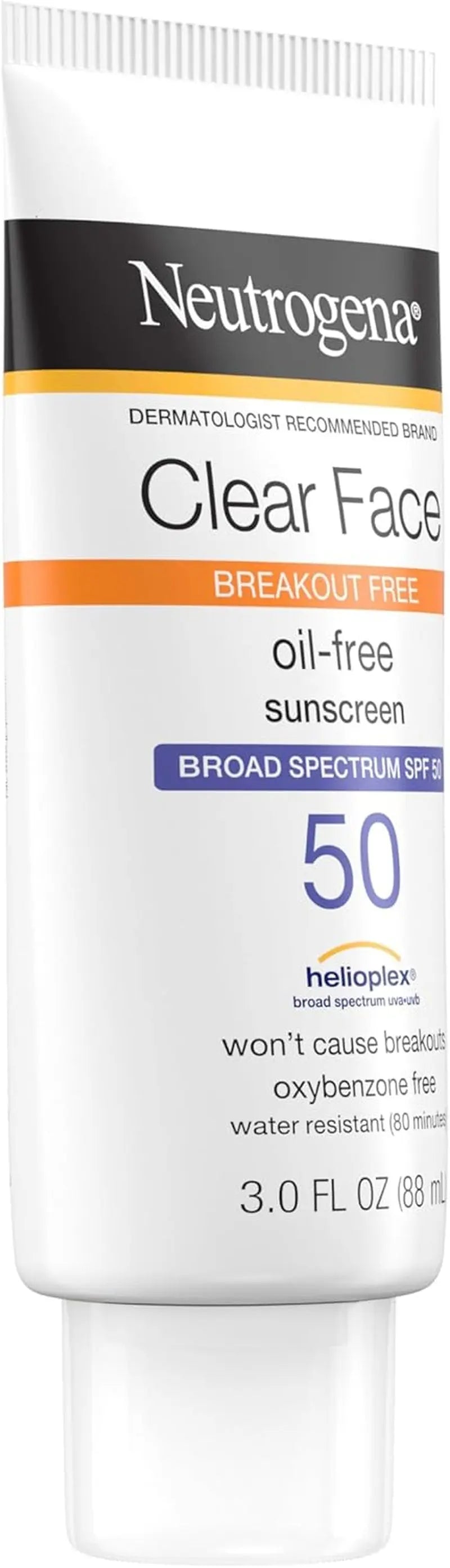 Clear Face Sunscreen Lotion for Acne-Prone Skin, Broad Spectrum SPF 50 Facial Sunscreen for Oily Skin, Oil-, Fragrance- & Oxybenzone-Free Water Resistant Sunscreen, 3 Fl. Oz - Puck's