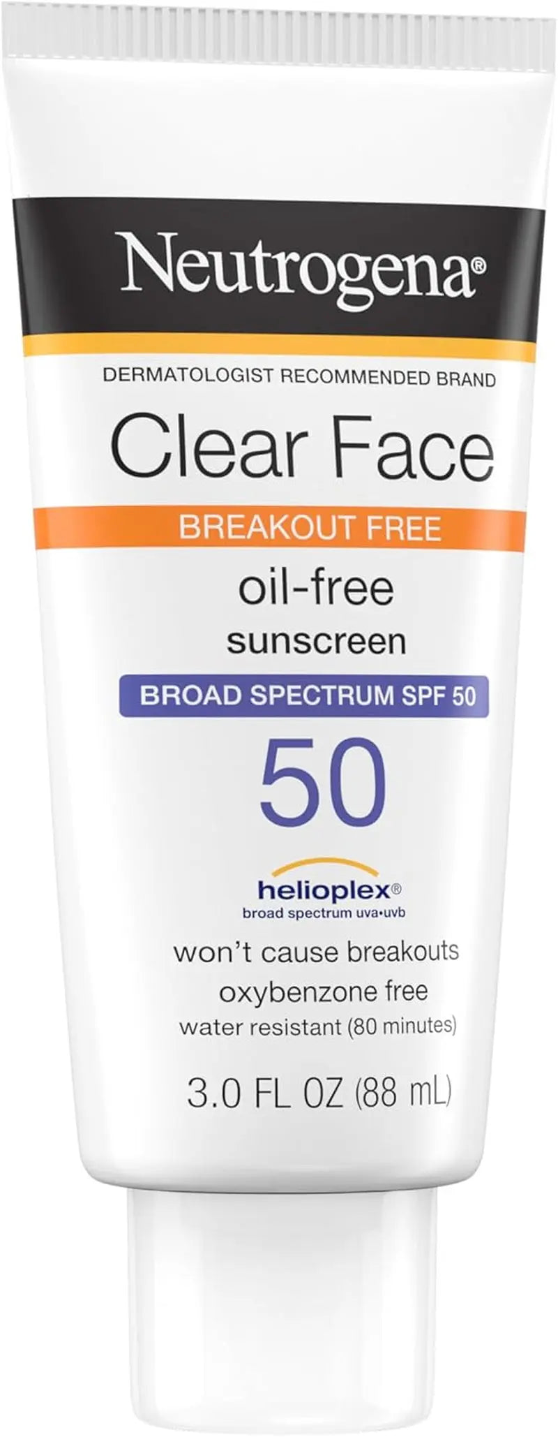 Clear Face Sunscreen Lotion for Acne-Prone Skin, Broad Spectrum SPF 50 Facial Sunscreen for Oily Skin, Oil-, Fragrance- & Oxybenzone-Free Water Resistant Sunscreen, 3 Fl. Oz - Puck's