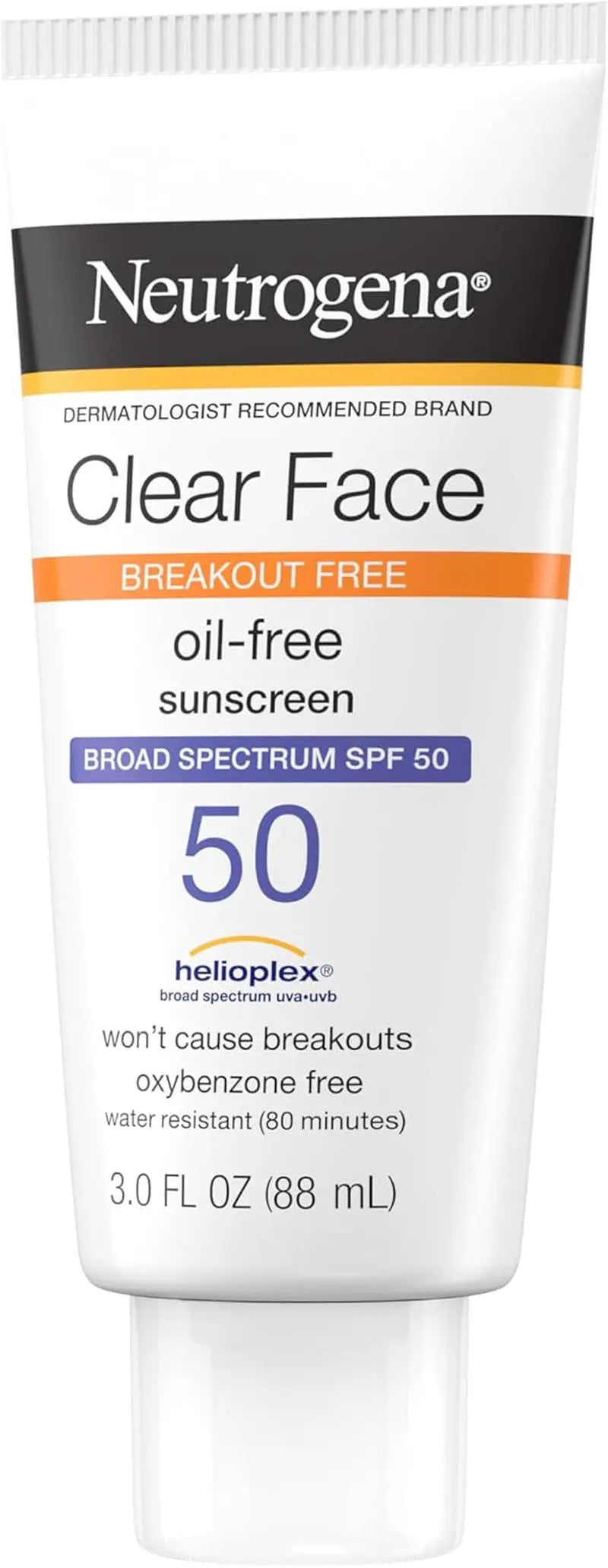 Clear Face Sunscreen Lotion for Acne-Prone Skin, Broad Spectrum SPF 50 Facial Sunscreen for Oily Skin, Oil-, Fragrance- & Oxybenzone-Free Water Resistant Sunscreen, 3 Fl. Oz - Puck's