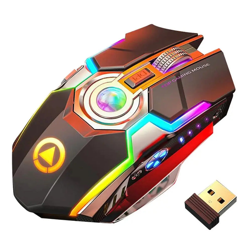 Color Wireless Gaming RGB Rechargeable Mute Button Mouse - Puck's